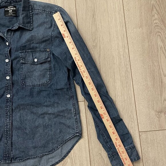 Ecko Unltd Men's Button Up Denim Shirt Slim Fit Blue Size XL - Picture 4 of 9